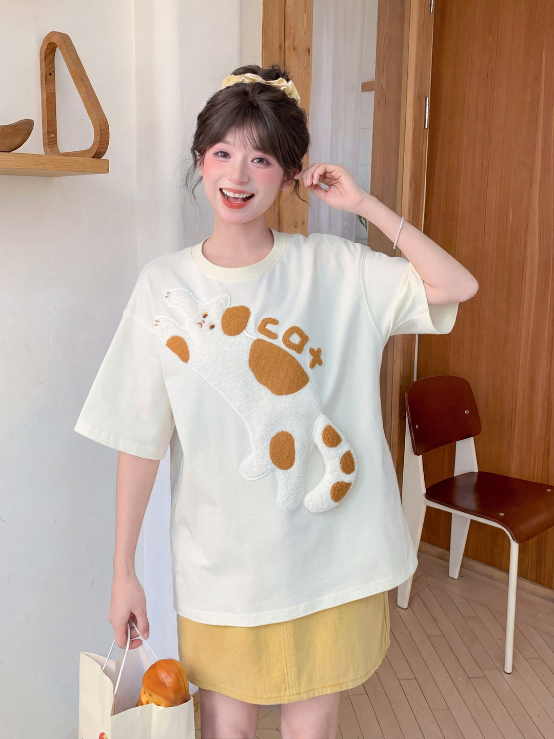 Milk Patch Cat Tee-Tops-ntbhshop