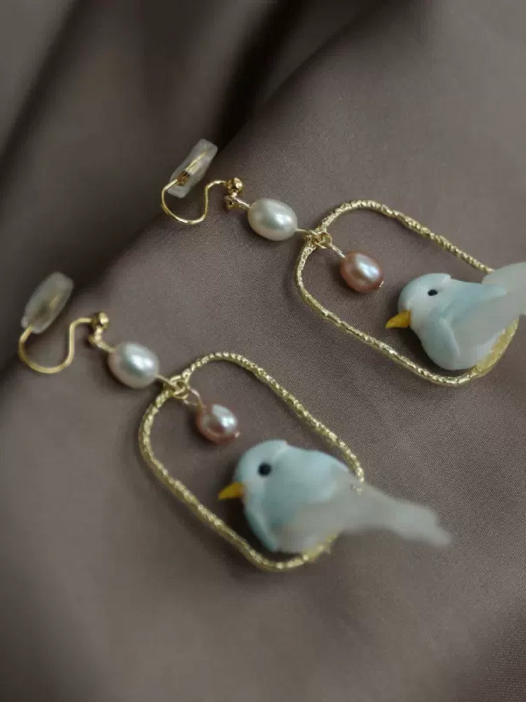 Tiny Tweet Bird Earrings & Clips-ntbhshop