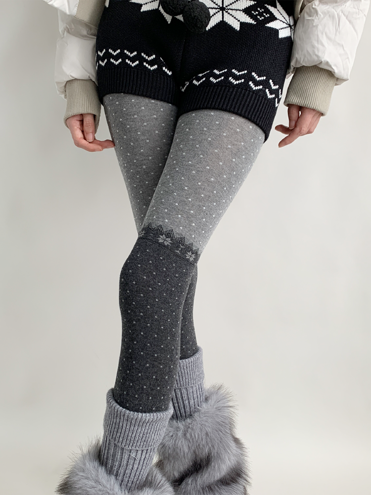 Frosty Dot Colorblock Knit Tights-ntbhshop