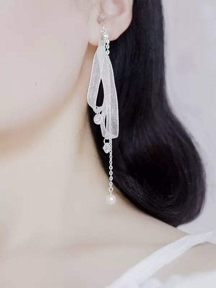 Celestial Ribbon Zircon Earrings & Clips-ntbhshop