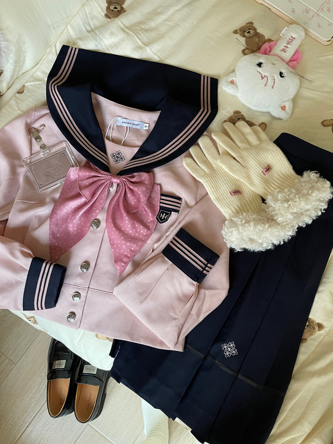 Sakura Petals Japanese Sailor Collar Long-sleeved JK Uniform Blouse-ntbhshop