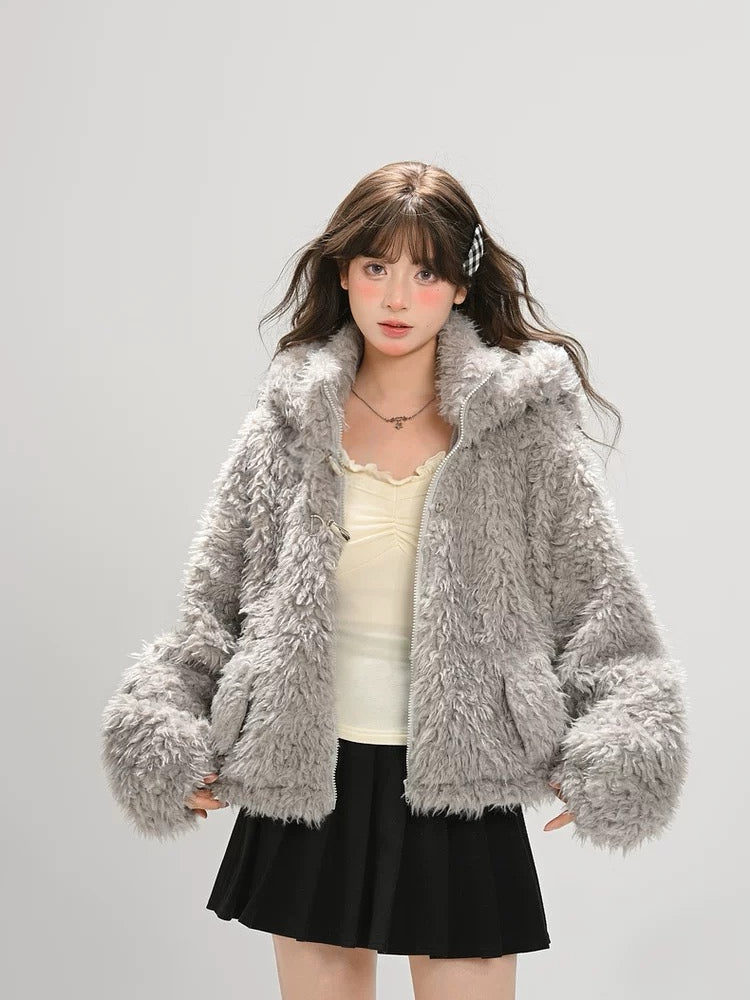Cloud Ash Bunny Fleece Jacket-Outerwear-ntbhshop