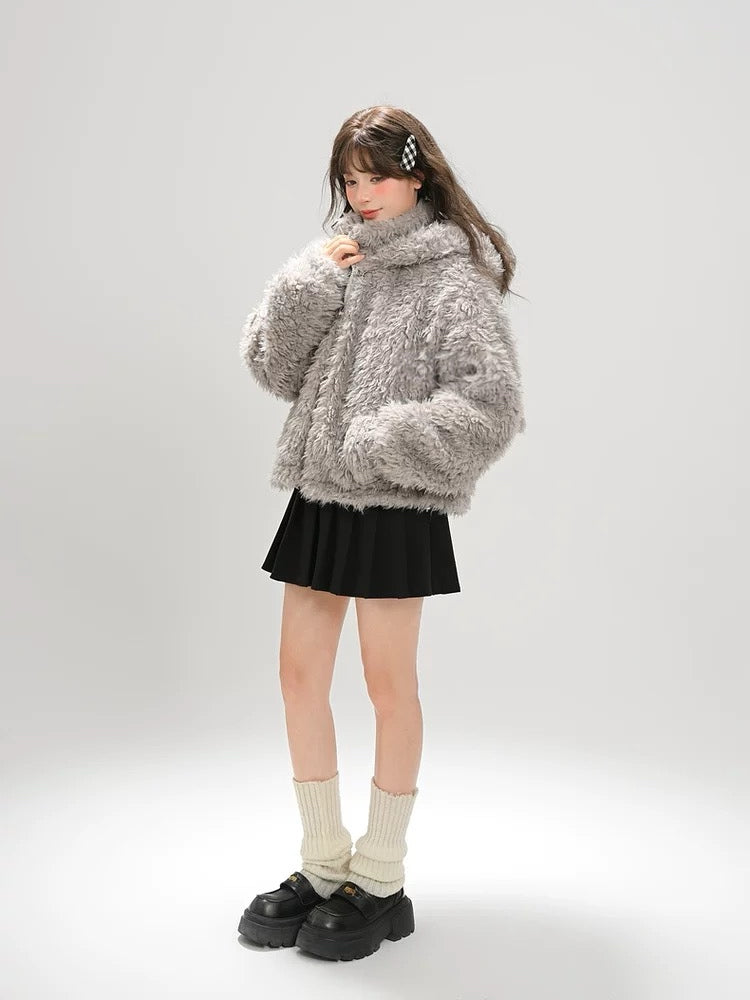Cloud Ash Bunny Fleece Jacket-Outerwear-ntbhshop
