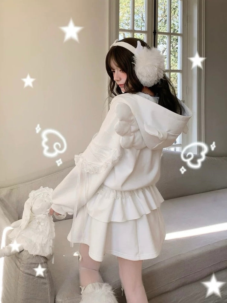 Milk Angel Bear Sweat Jacket & Skirt-Sets-ntbhshop