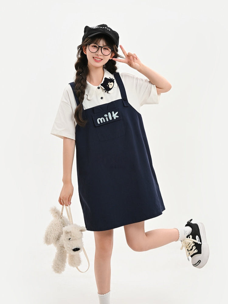 Milk Cat Overall Dress