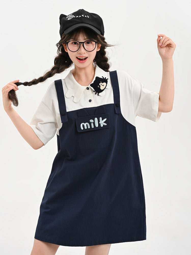 Milk Cat Overall Dress