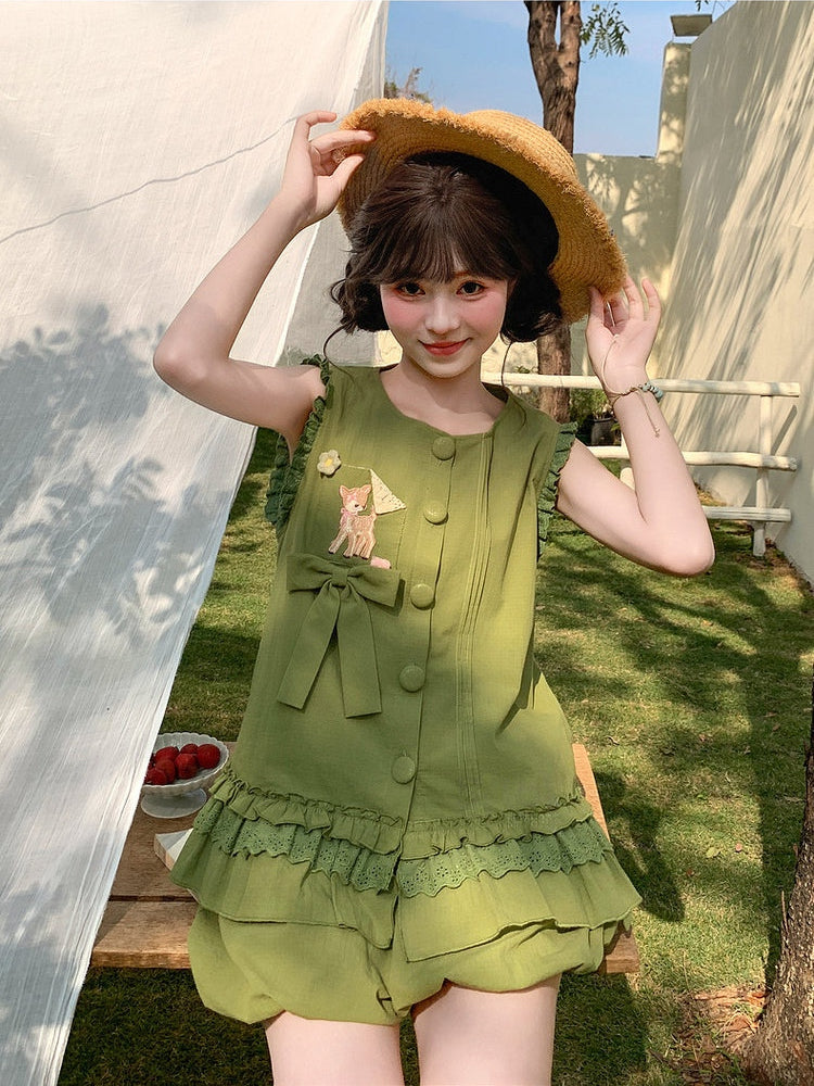Dear Bambi Ruffle Top & Bubble Shorts-Sets-ntbhshop