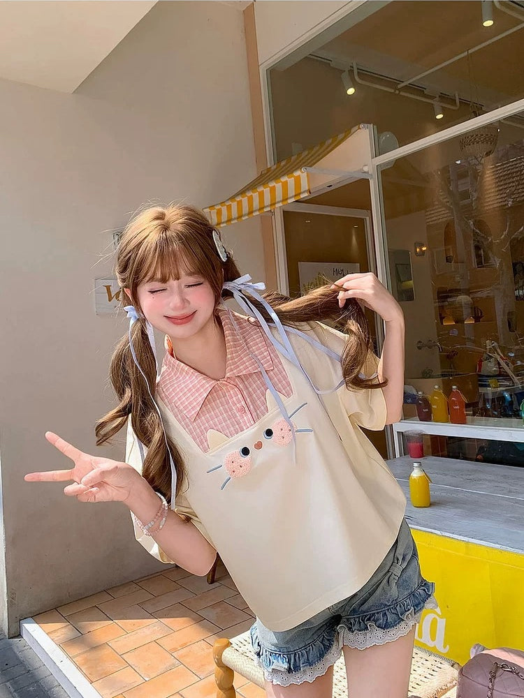 Cookie Cat Polo Top & Bubble Skirt-Sets-ntbhshop