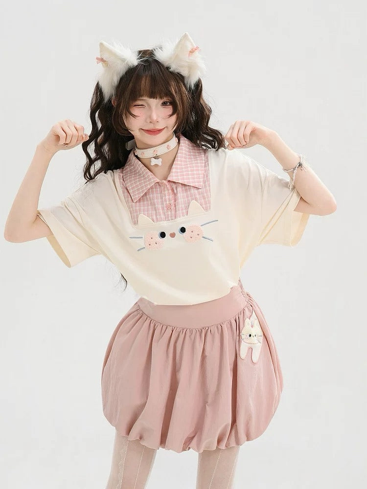 Cookie Cat Polo Top & Bubble Skirt-Sets-ntbhshop