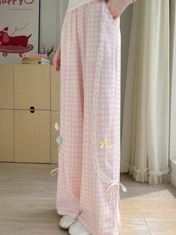 Tulip Bloom Meadow Check Pants-Bottoms-ntbhshop