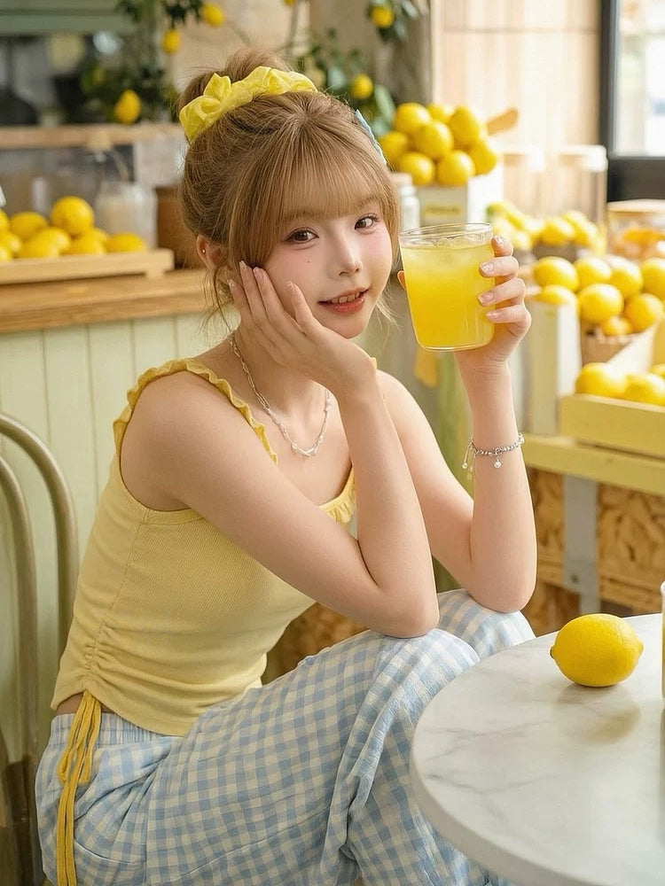 Lemon Candy Ruffle Camisole-Tops-ntbhshop