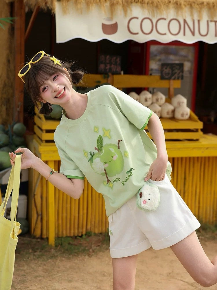 Apple Garden Cotton Shorts-Bottoms-ntbhshop