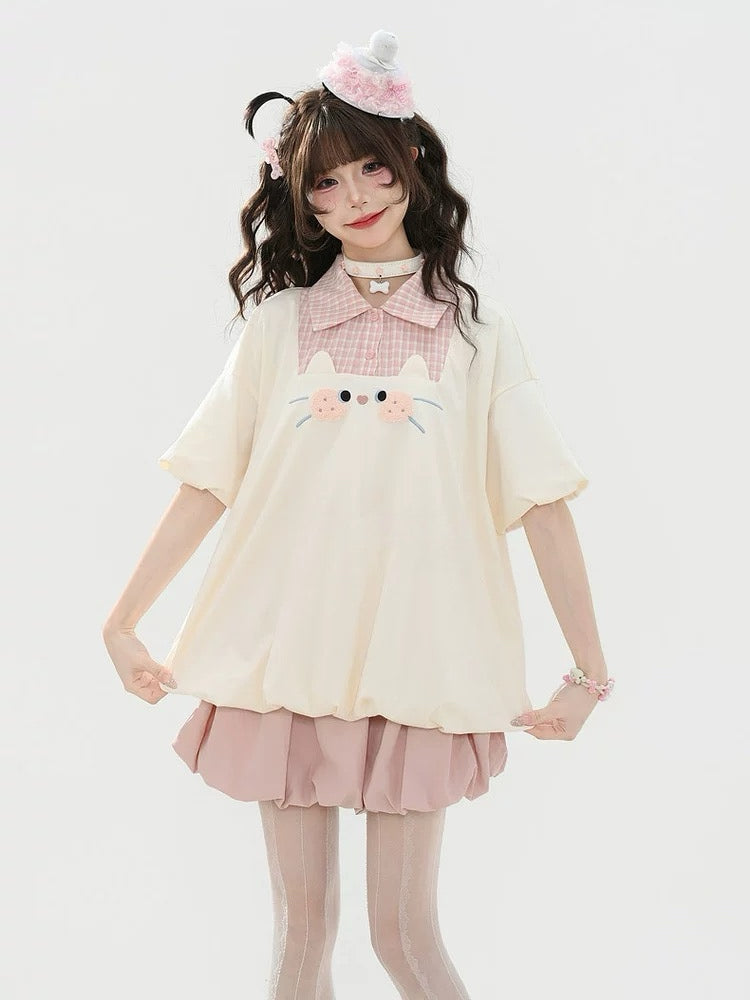 Cookie Cat Bubble Tee-Tops-ntbhshop