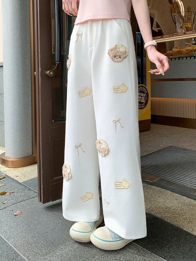 Bakery Bear Wide Leg Pants-Bottoms-ntbhshop