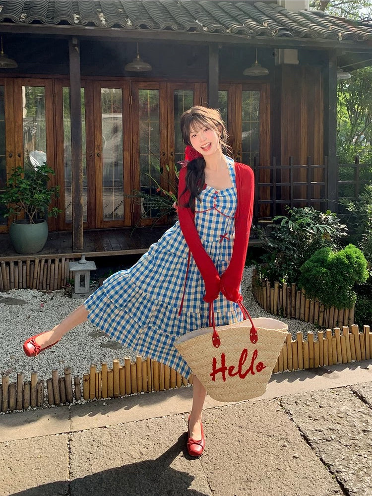Cherry Cherry Knit Cardigan & Halter Dress-Sets-ntbhshop