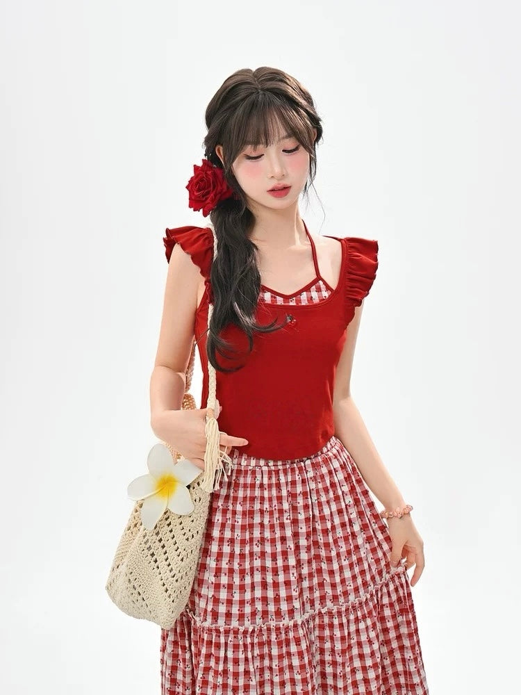 Cherry Picnic Ruffle Top-Tops-ntbhshop