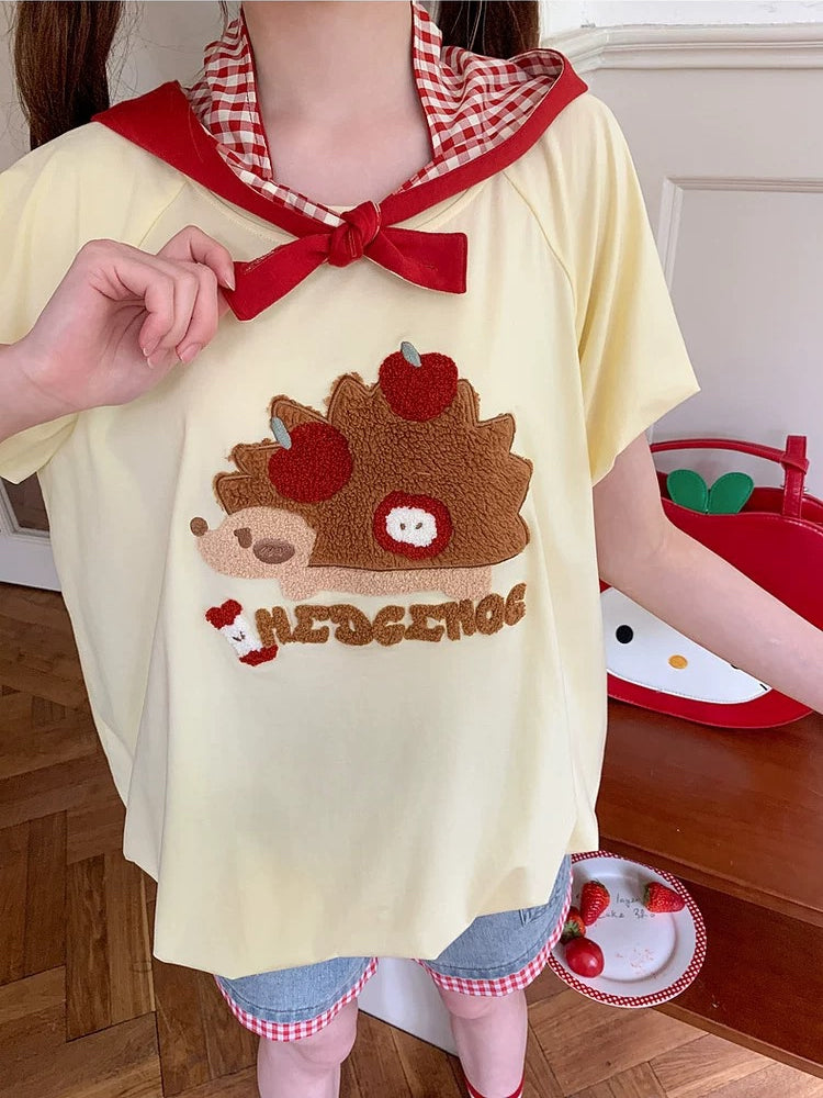 Apple Hedgehog Bubble Tee-Tops-ntbhshop