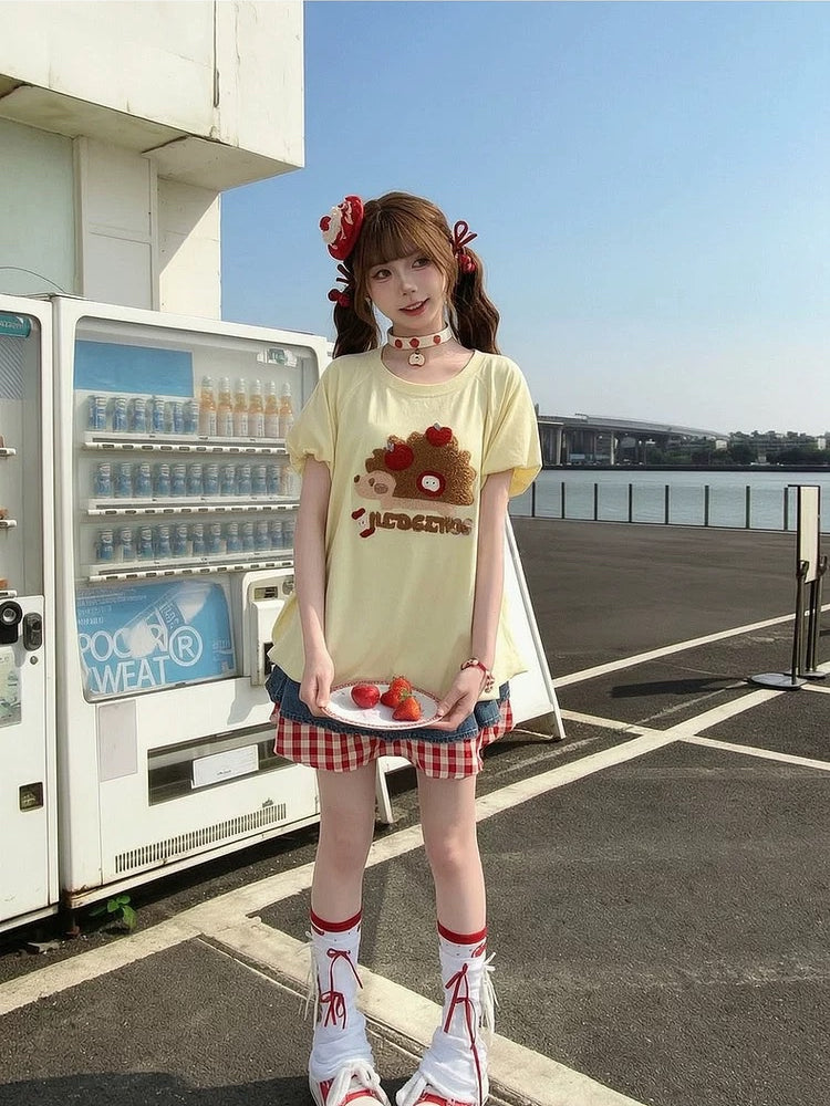 Apple Hedgehog Bubble Tee-Tops-ntbhshop