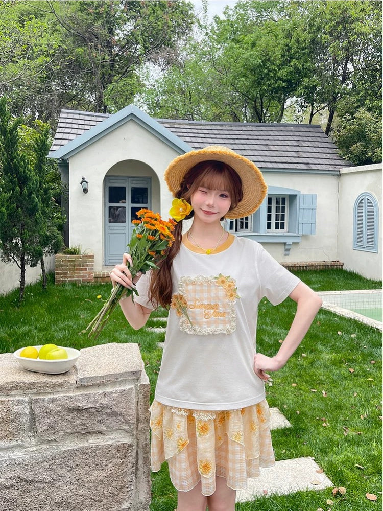 Honey Bloom Gingham Tees-Tops-ntbhshop