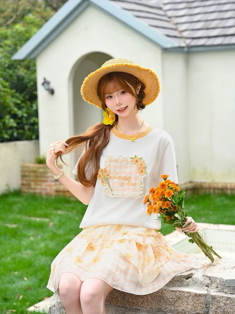 Honey Bloom Gingham Tees-Tops-ntbhshop