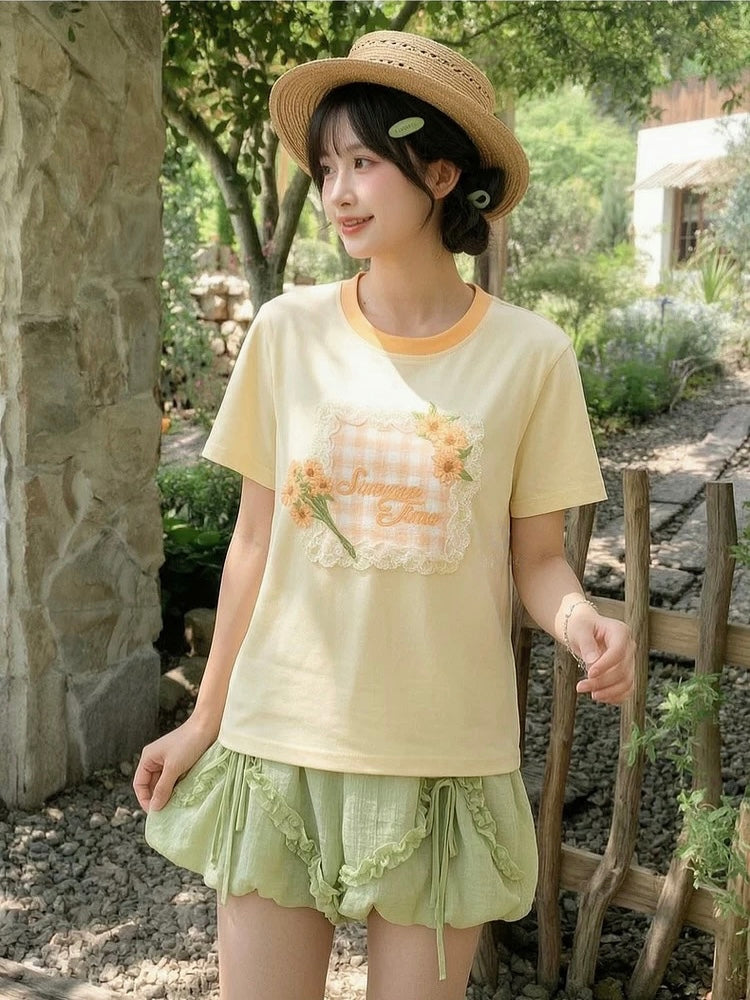 Honey Bloom Gingham Tees-Tops-ntbhshop