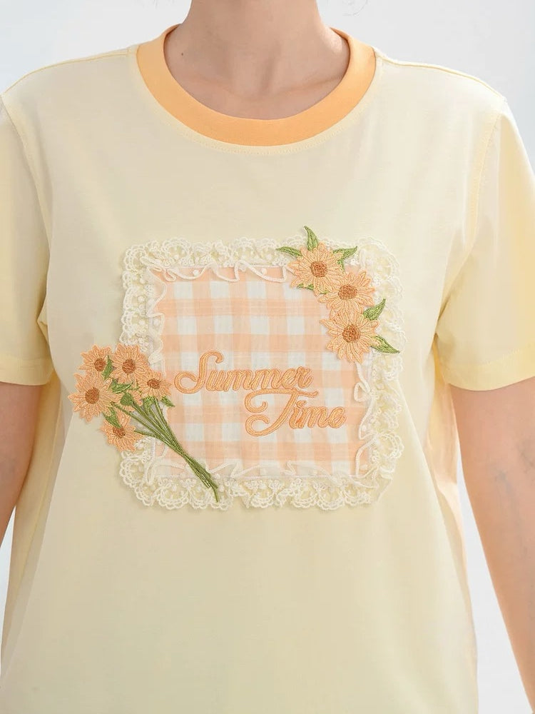 Honey Bloom Gingham Tees-Tops-ntbhshop