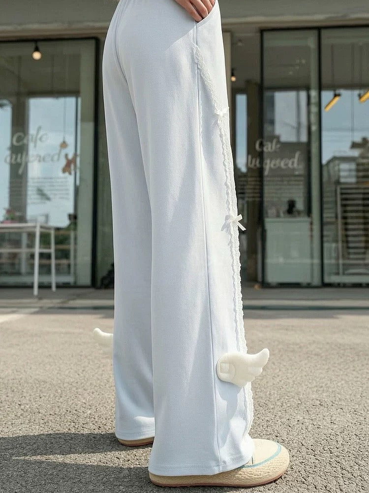 Angel Wing Lace Wide Pants-Bottoms-ntbhshop