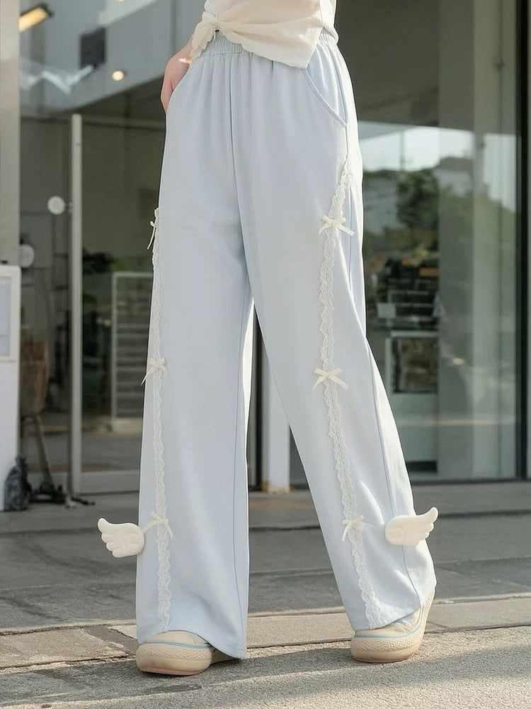 Angel Wing Lace Wide Pants-Bottoms-ntbhshop