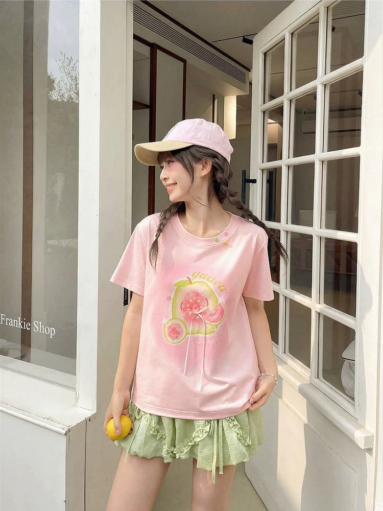 Guava Glow Ribbon Tees-Tops-ntbhshop