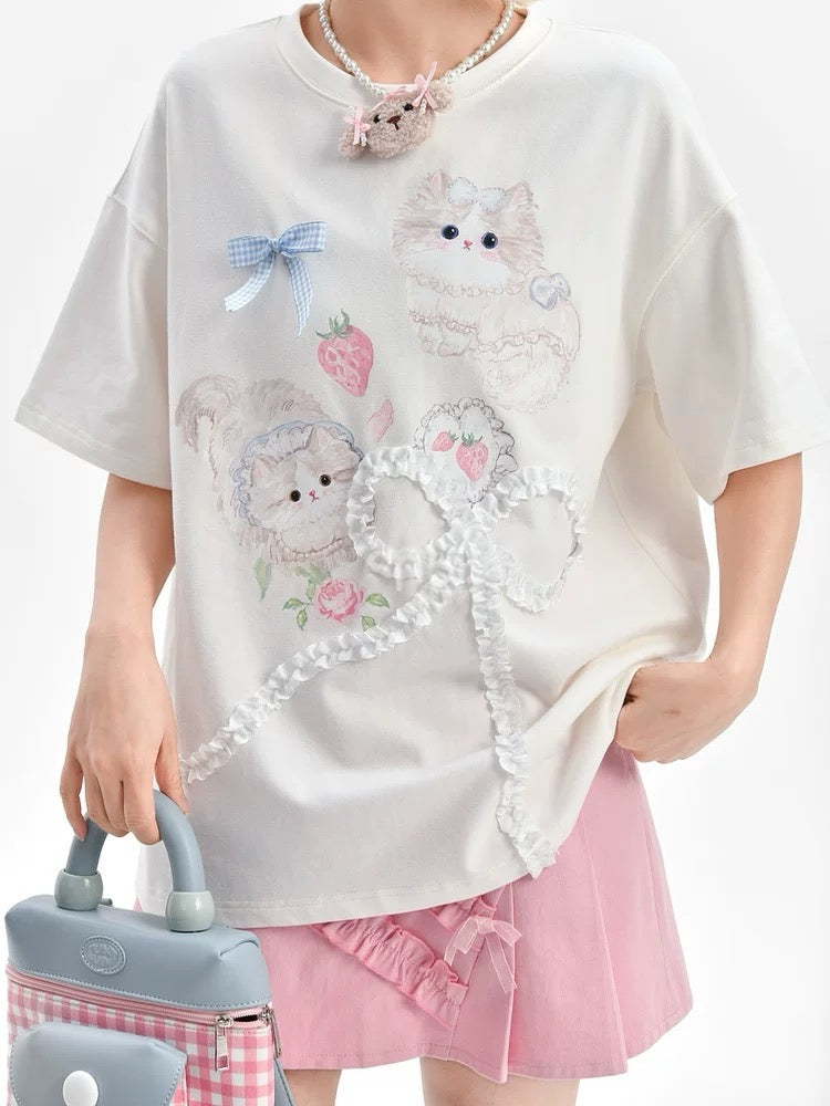 Strawberry Kitty Crop Top & Tee-Tops-ntbhshop