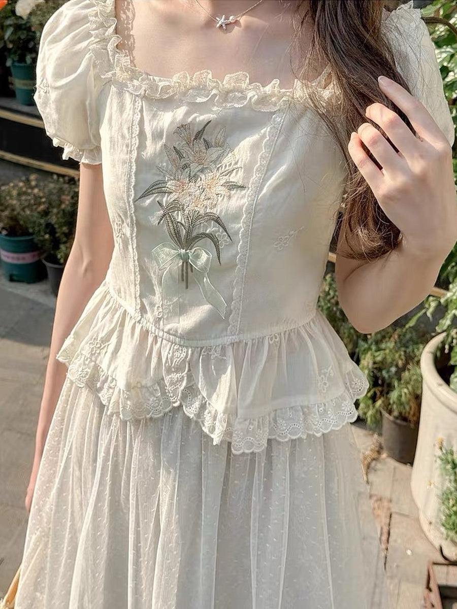 Lily Veil Ruffle Blouse-Tops-ntbhshop