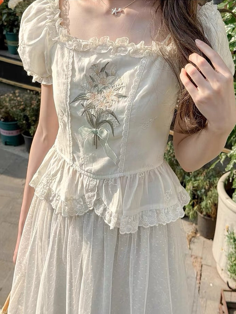Lily Veil Ruffle Blouse-Tops-ntbhshop