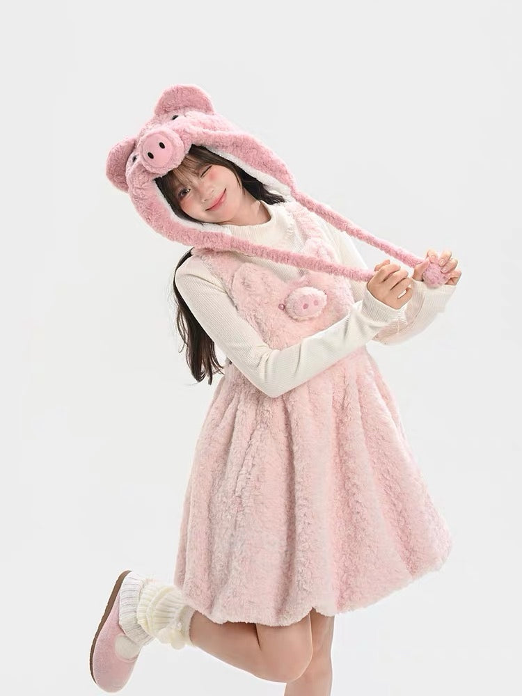 Piggy Plush Overall Dress-Dresses-ntbhshop