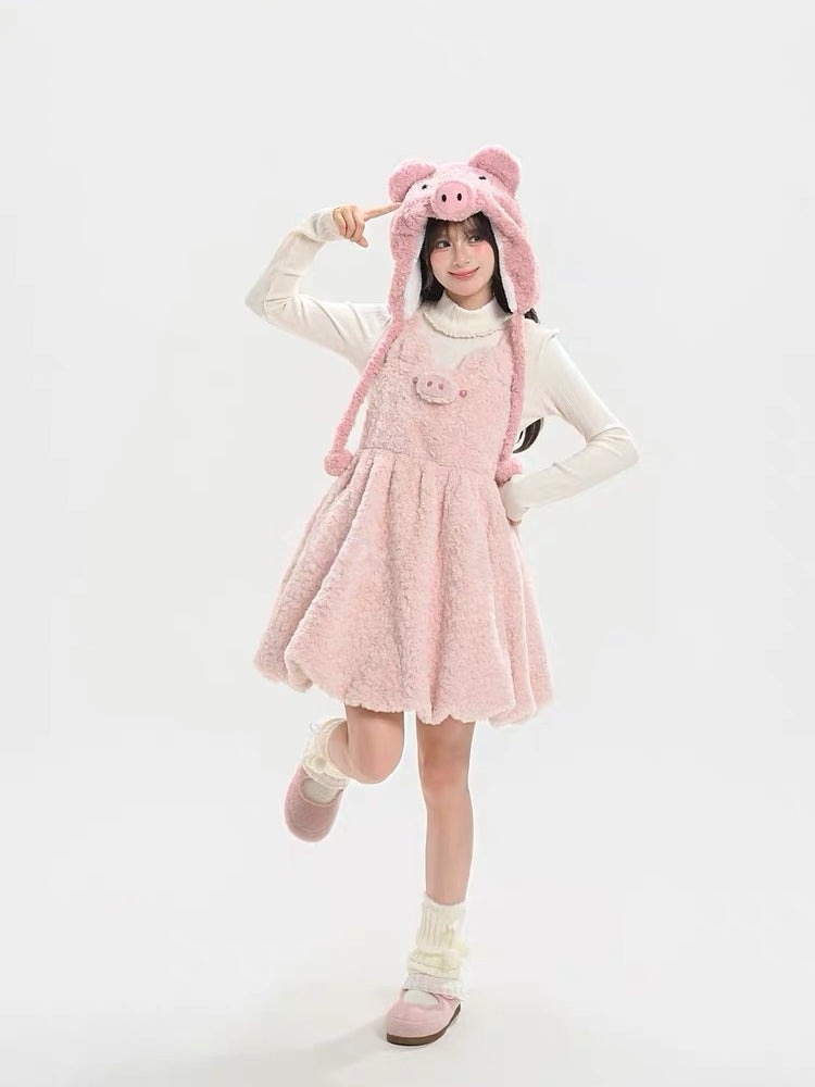 Piggy Plush Overall Dress-Dresses-ntbhshop
