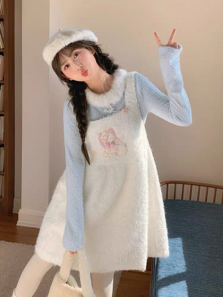 Lamb Plush Pinafore Dresses-Dresses-ntbhshop