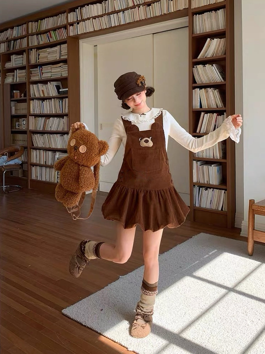 Brown Bear Corduroy Dress-Dresses-ntbhshop