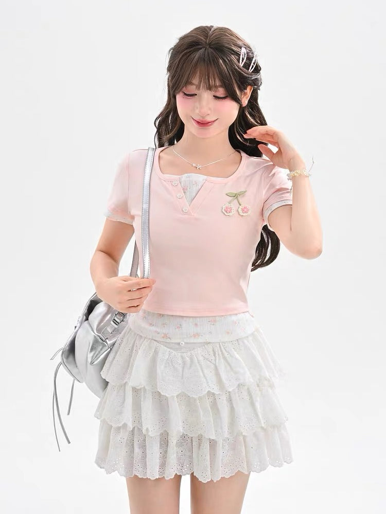 Dollhouse Eyelet Cotton Skirt-Bottoms-ntbhshop