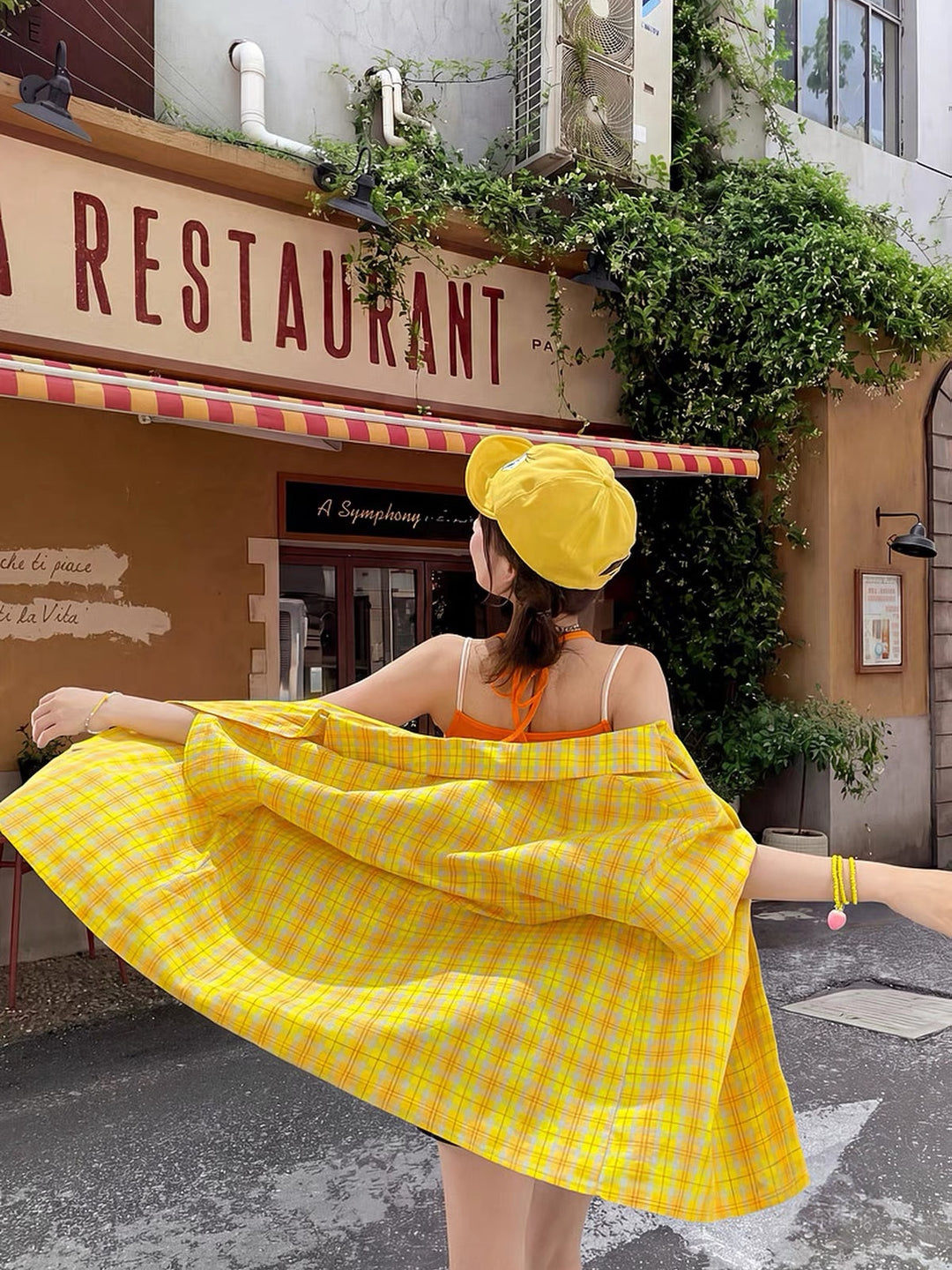 Tangerine Milk Gingham Shirt-Tops-ntbhshop