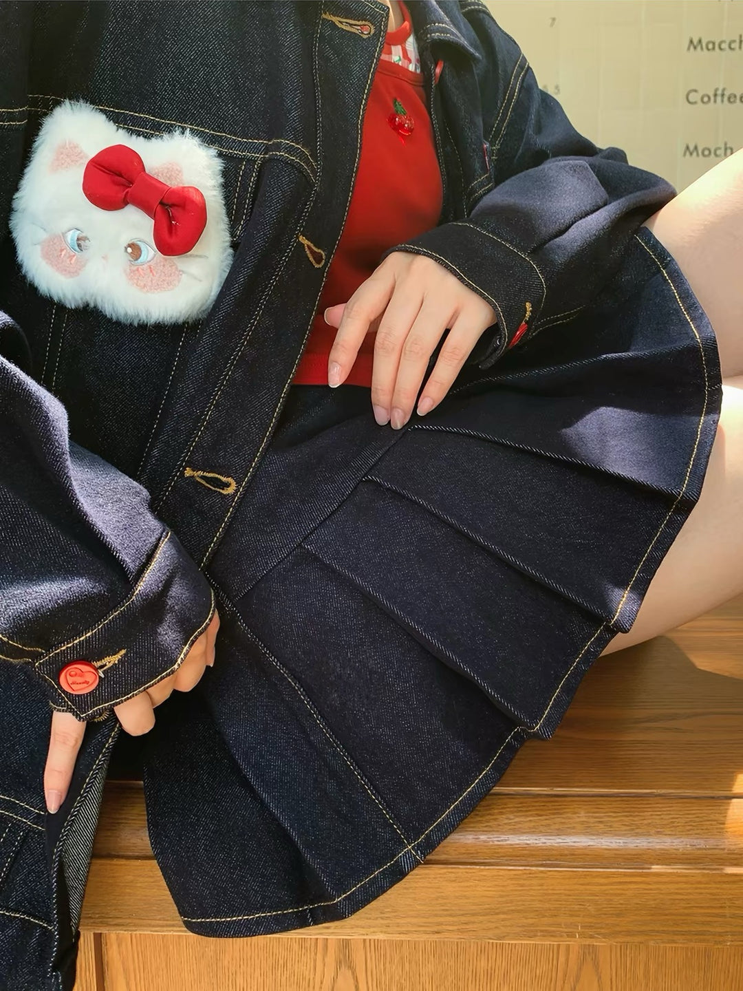 Cherry Ink Denim Skirt-Bottoms-ntbhshop