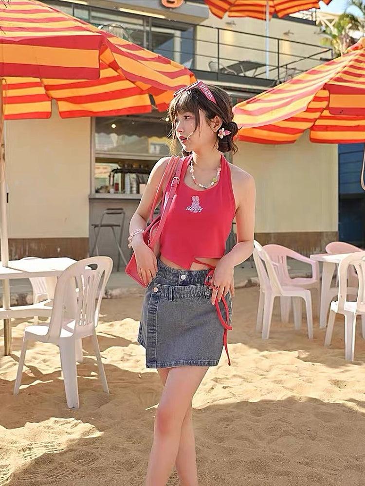Berry Rush Denim Skorts-Bottoms-ntbhshop