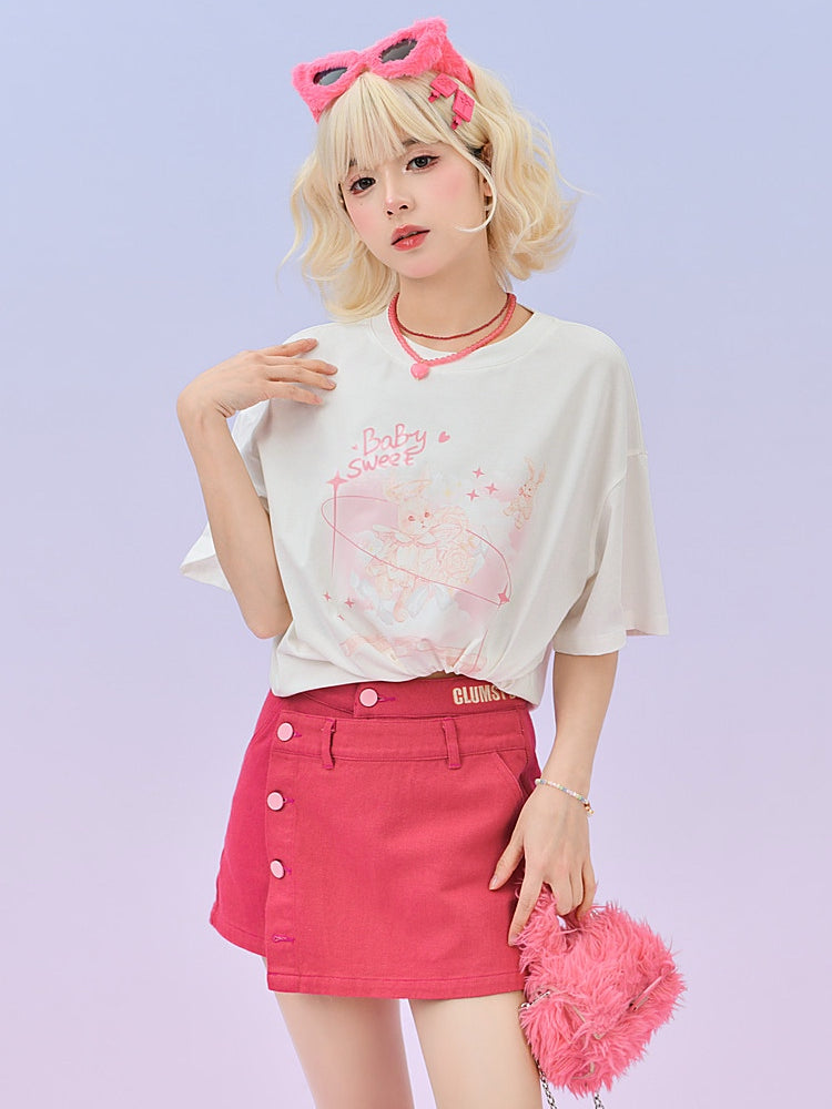 Berry Rush Denim Skorts-Bottoms-ntbhshop