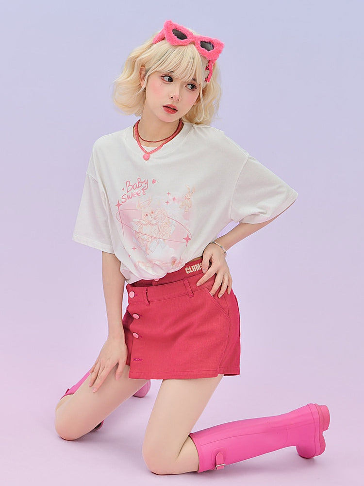 Berry Rush Denim Skorts-Bottoms-ntbhshop