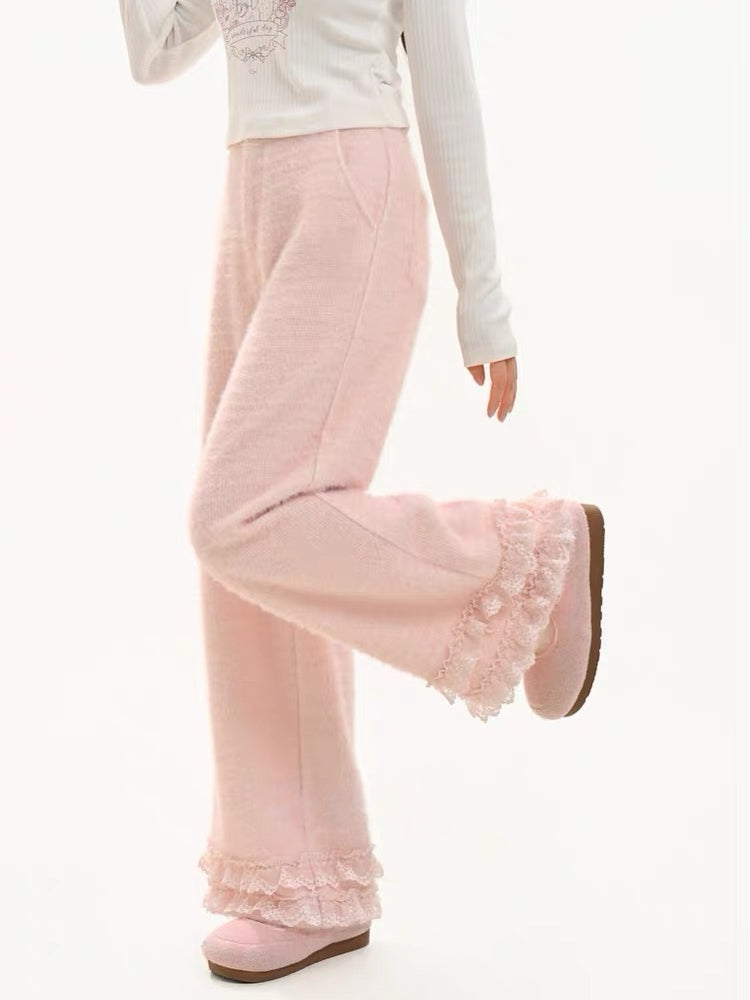 Sweet Lace Fleece Pants-Bottoms-ntbhshop