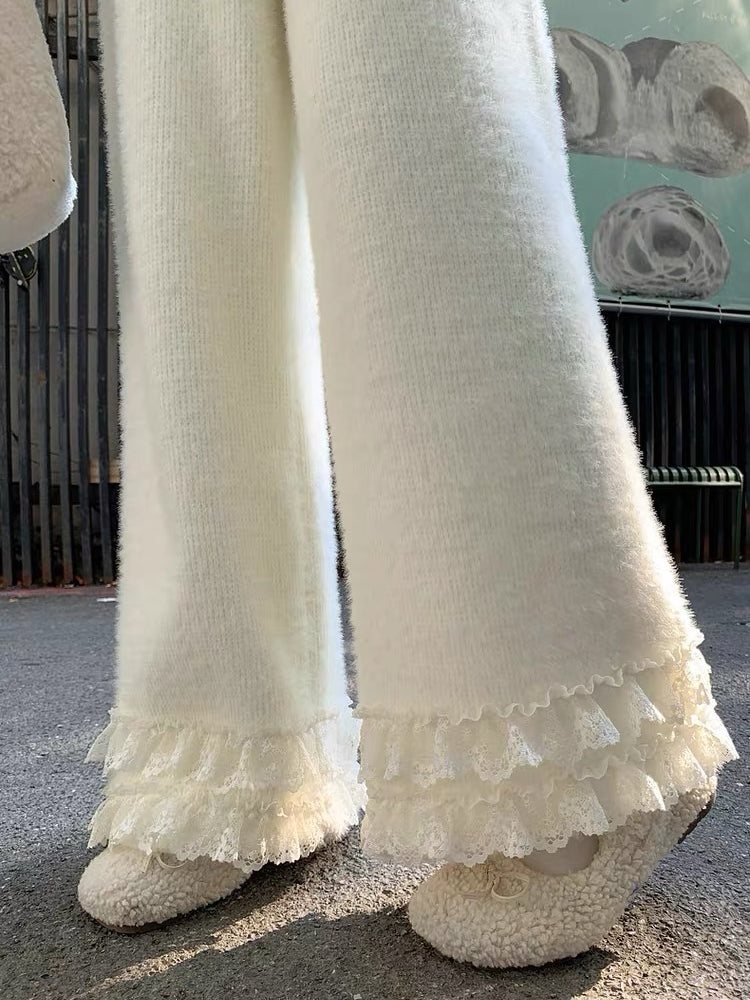 Sweet Lace Fleece Pants-Bottoms-ntbhshop