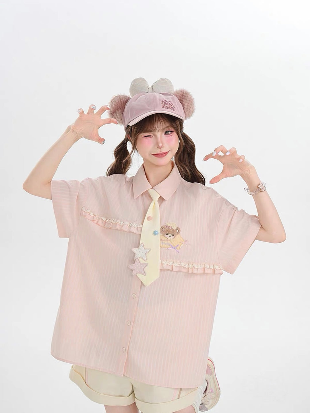 Bakery Bear Tie Shirt-Tops-ntbhshop