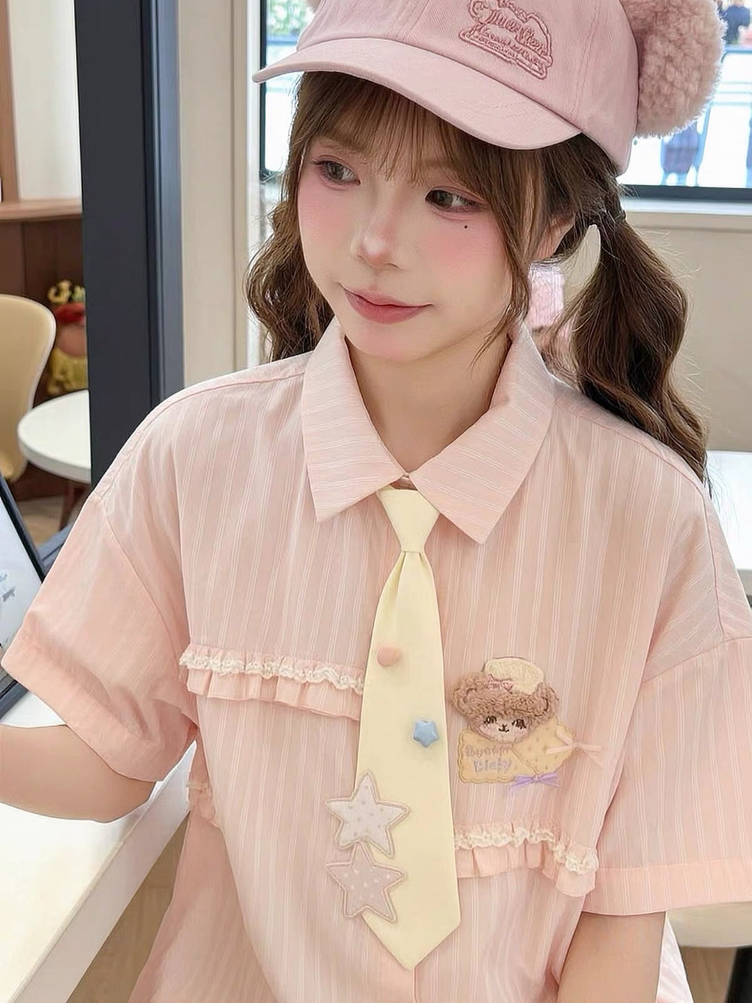 Bakery Bear Tie Shirt-Tops-ntbhshop