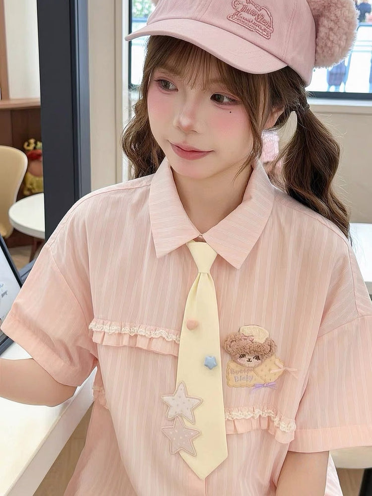 Bakery Bear Tie Shirt-Tops-ntbhshop