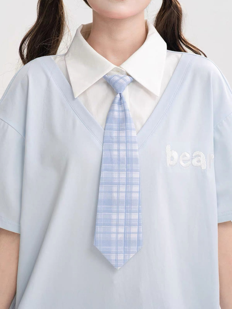 Blueberry Bear Tie Polo-Tops-ntbhshop