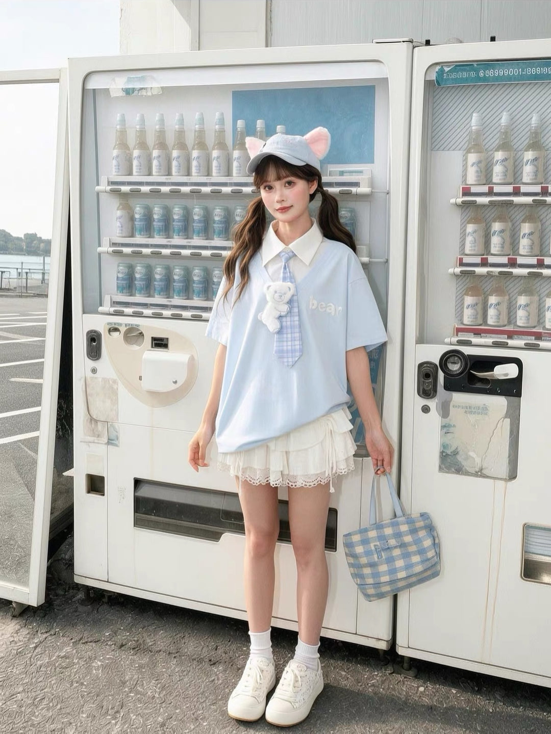 Blueberry Bear Tie Polo-Tops-ntbhshop
