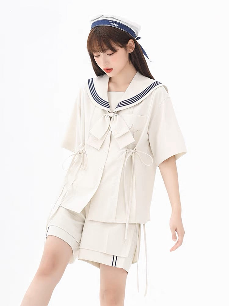 Cute Cinnamoroll Japanese Navy Style Sailor Collar Short-sleeved Blouse-ntbhshop